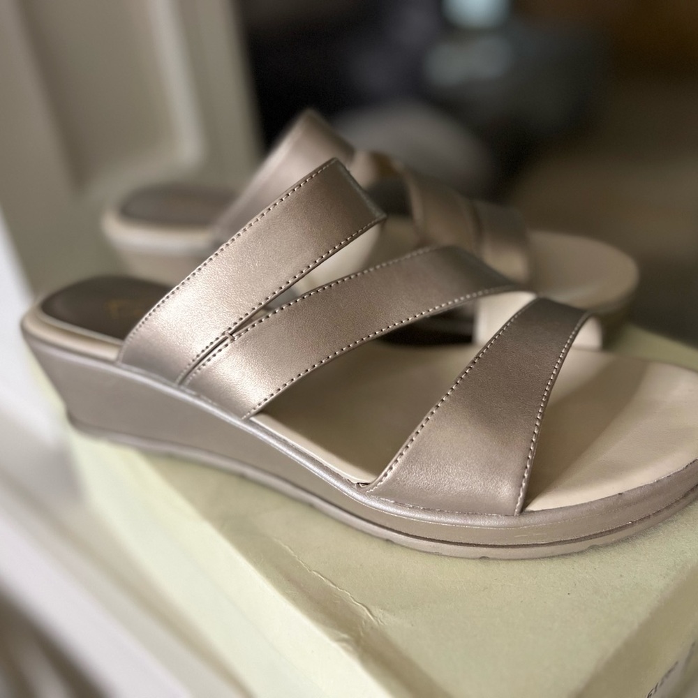 Kim Rogers Metallic Wedge Sandals